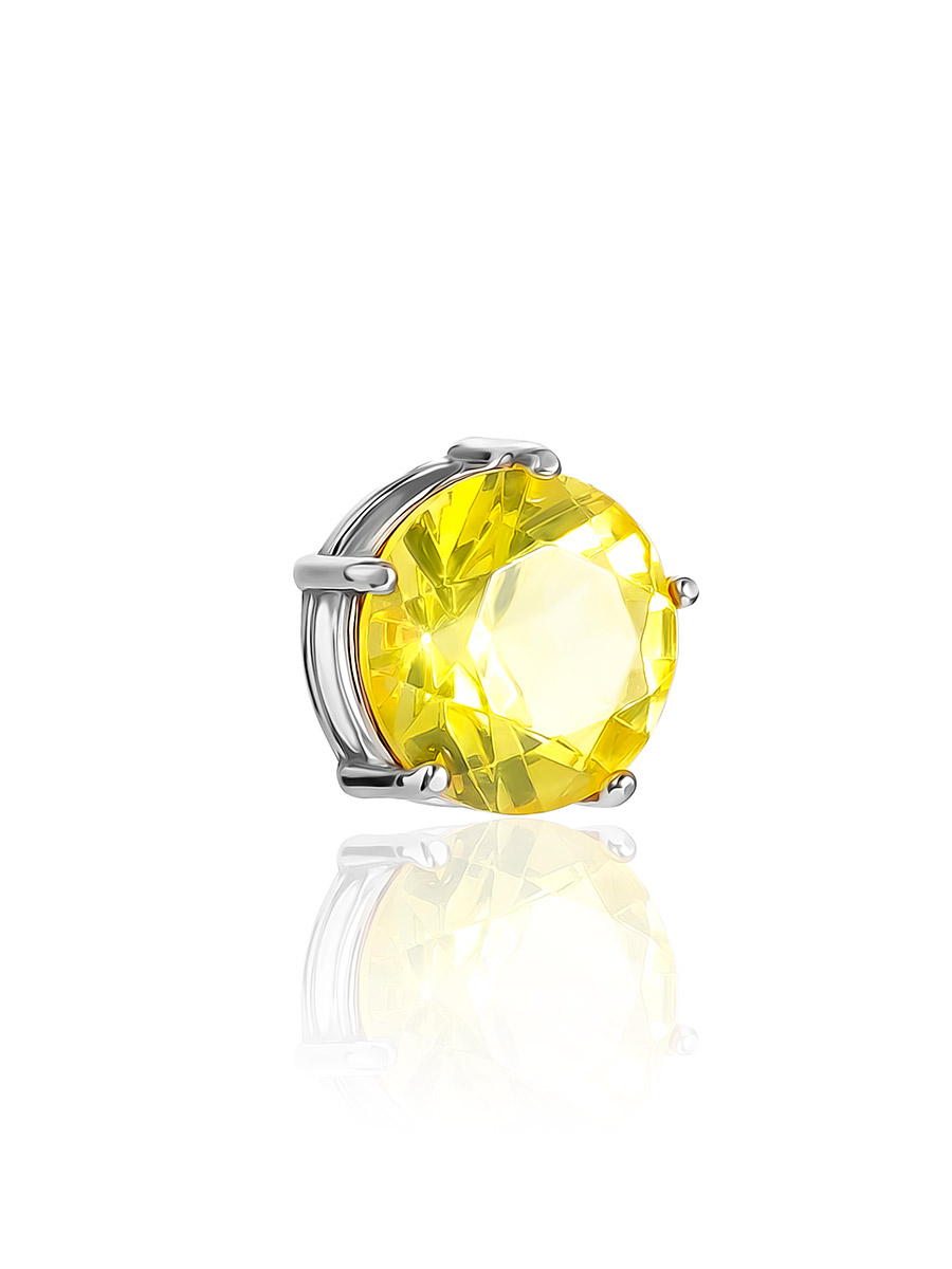 Круглый продевной кулон с гранёным лимонным янтарём «Баккара»