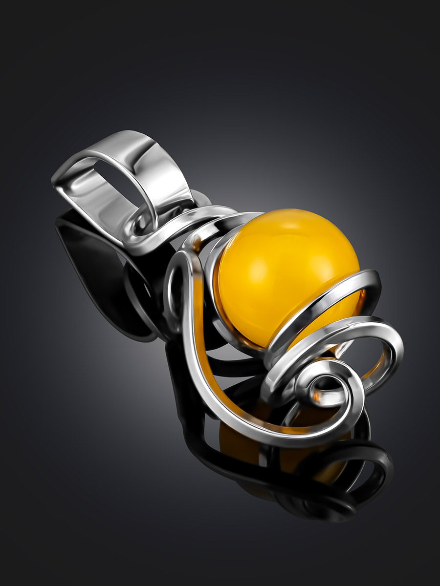 Изящный кулон «Валенсия» с медовым янтарём