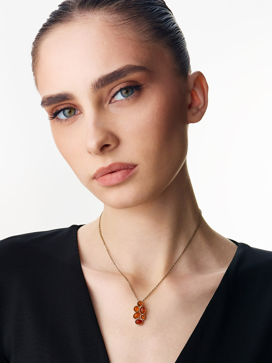 Кулон из натурального янтаря коньячного цвета «Бабл»