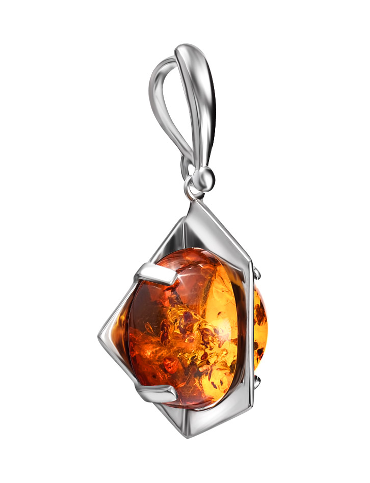 Стильный кулон «Сатурн» из натурального коньячного янтаря