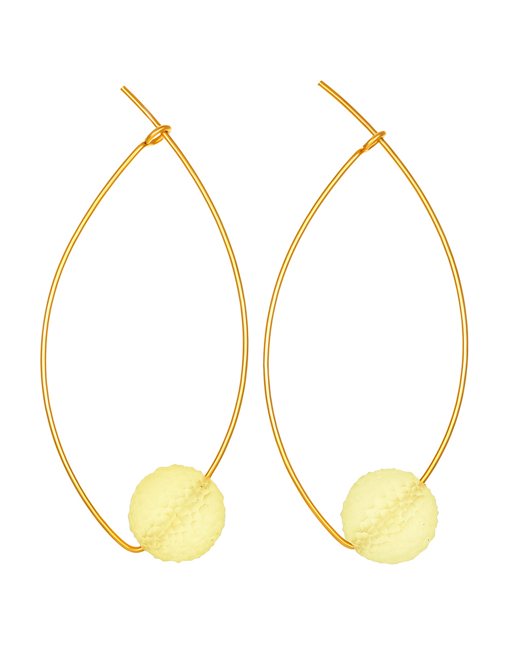 Стильные продевные серьги «Марс» с лимонным янтарём