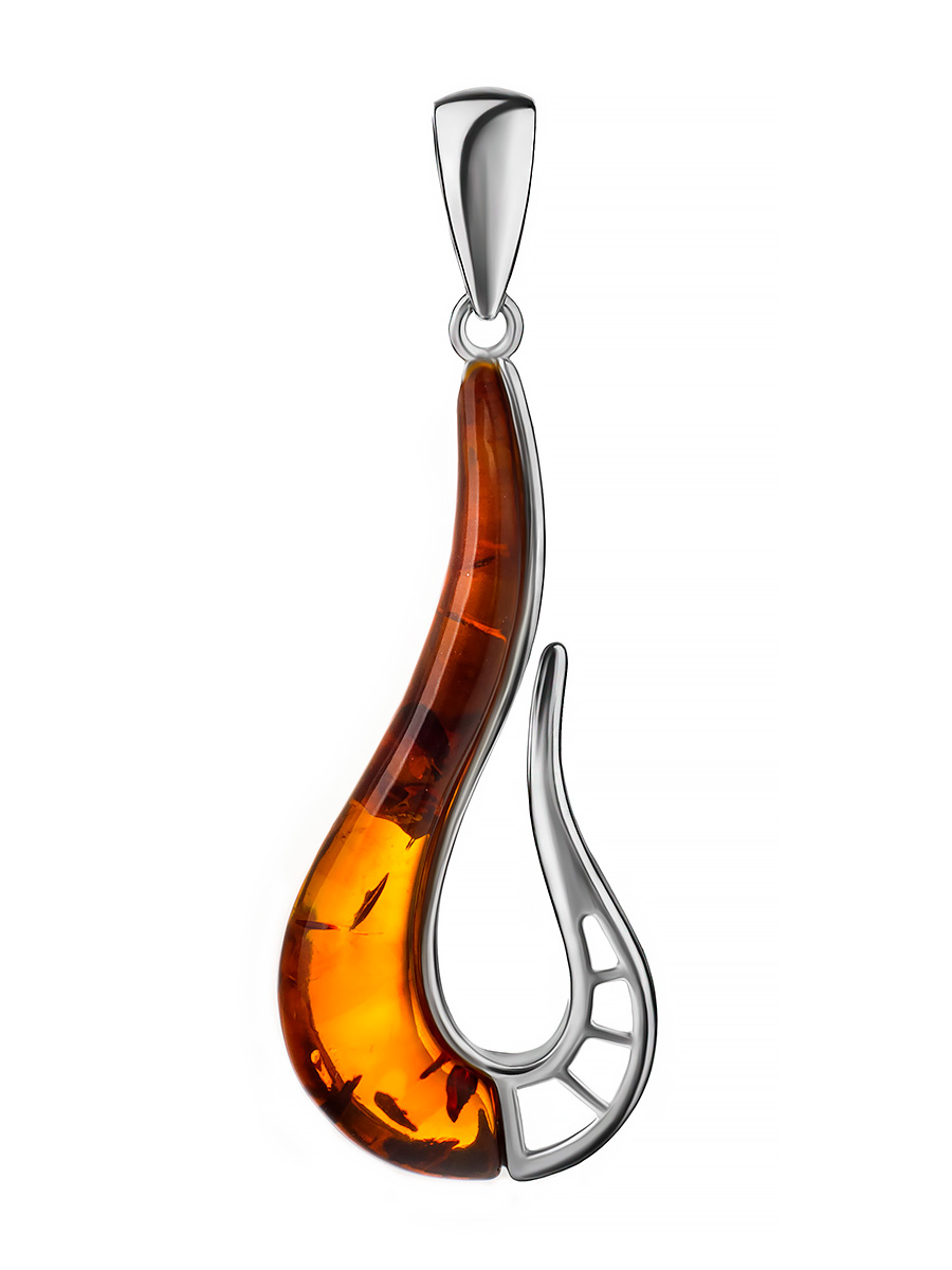 Оригинальная подвеска из коньячного янтаря «Санрайз»