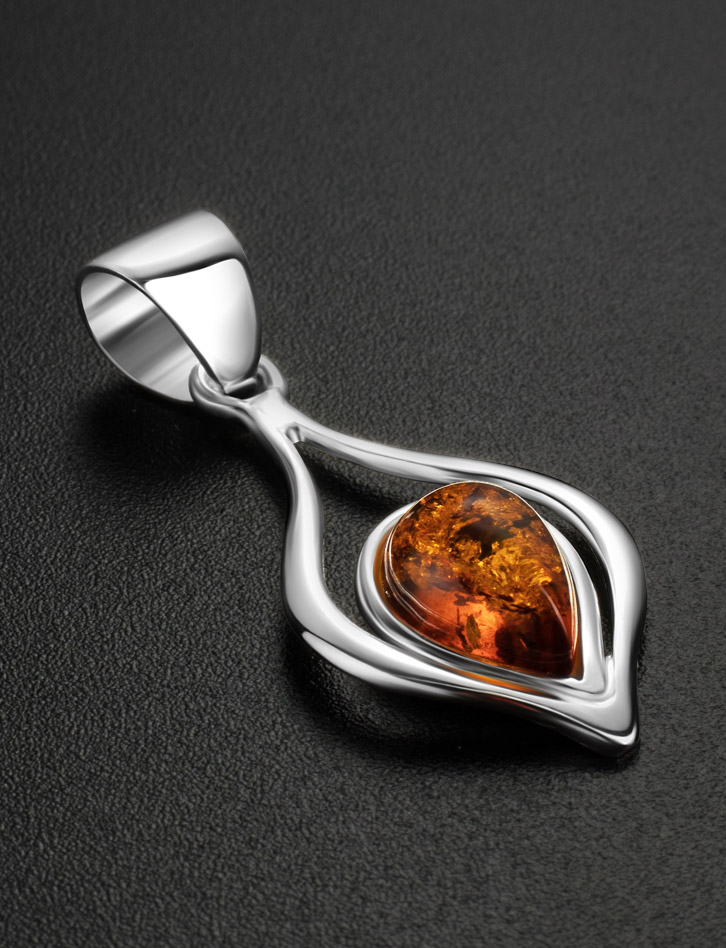 Подвеска со сверкающим янтарем «Фиори»