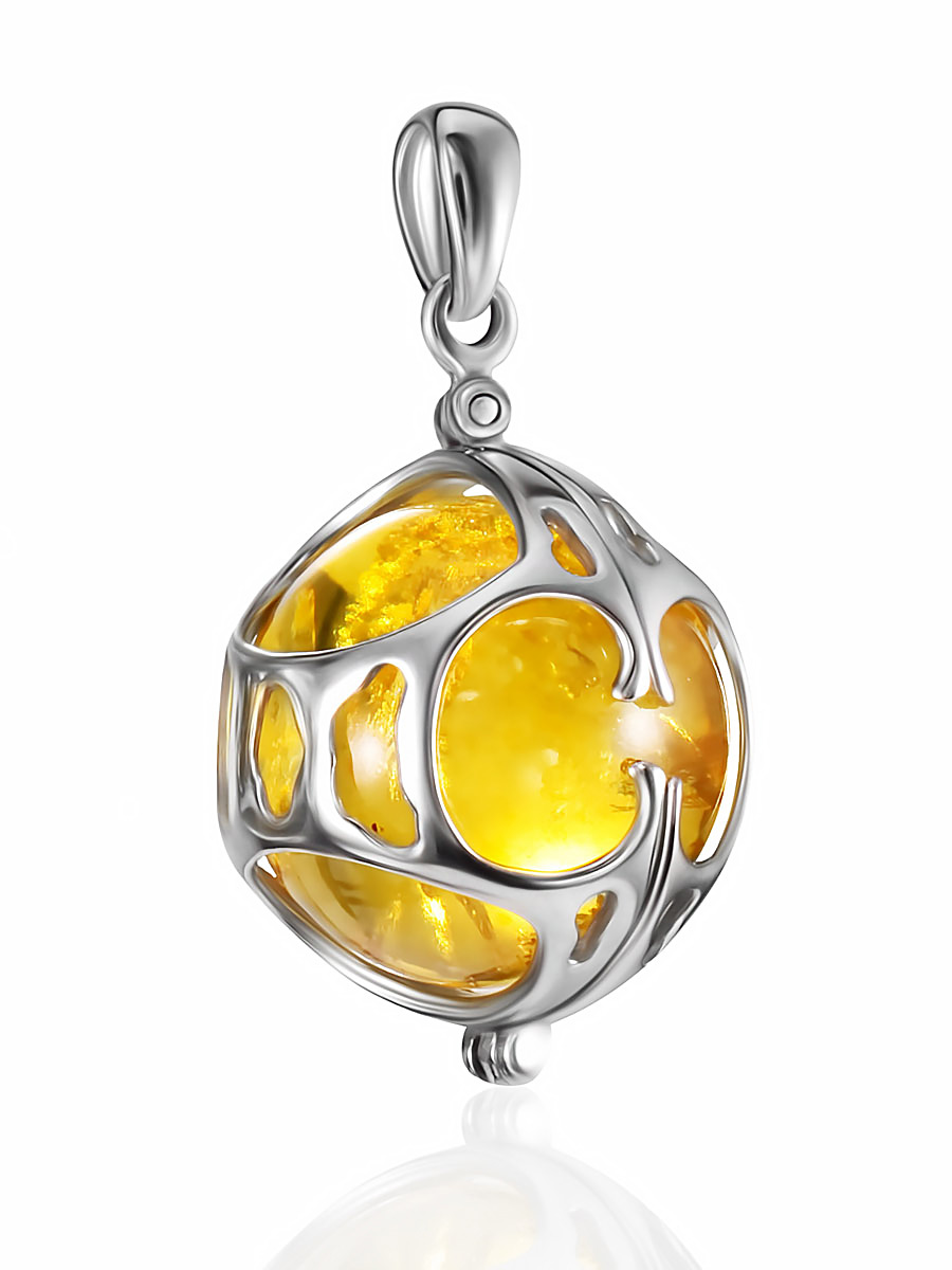 Кулон-сфера с лимонным янтарём «Сен Жермен»