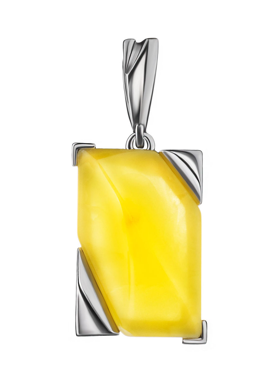 Прямоугольный кулон с медовым янтарём «Генезис»