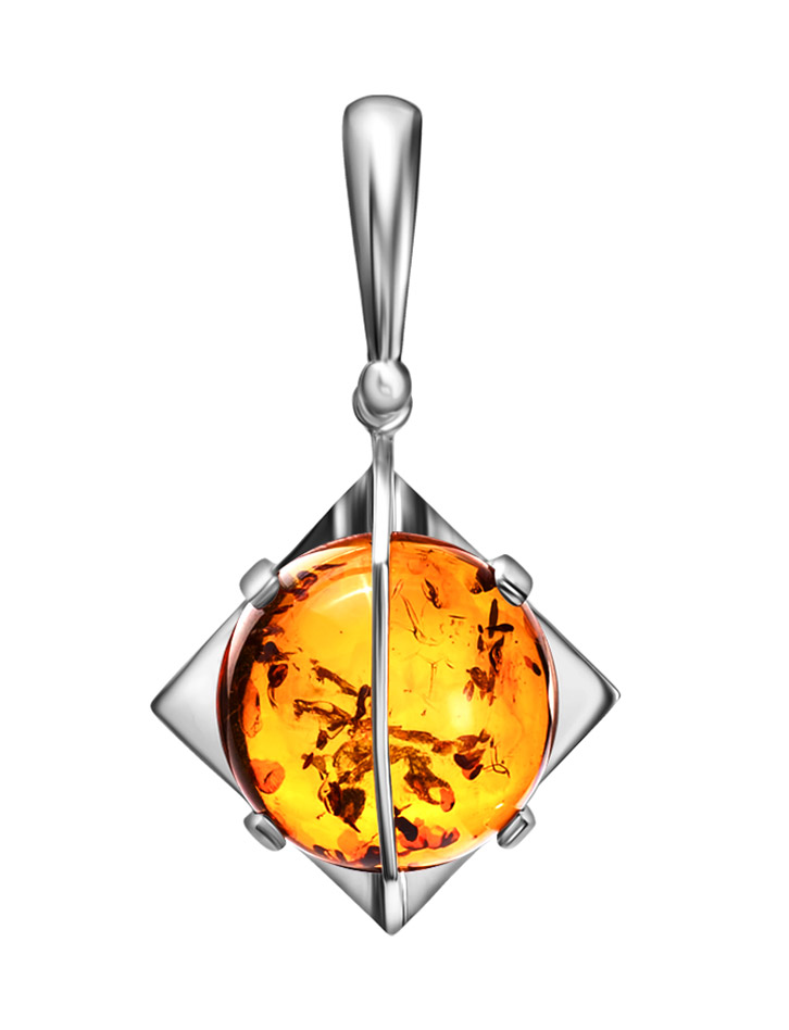 Стильный кулон «Сатурн» из натурального коньячного янтаря