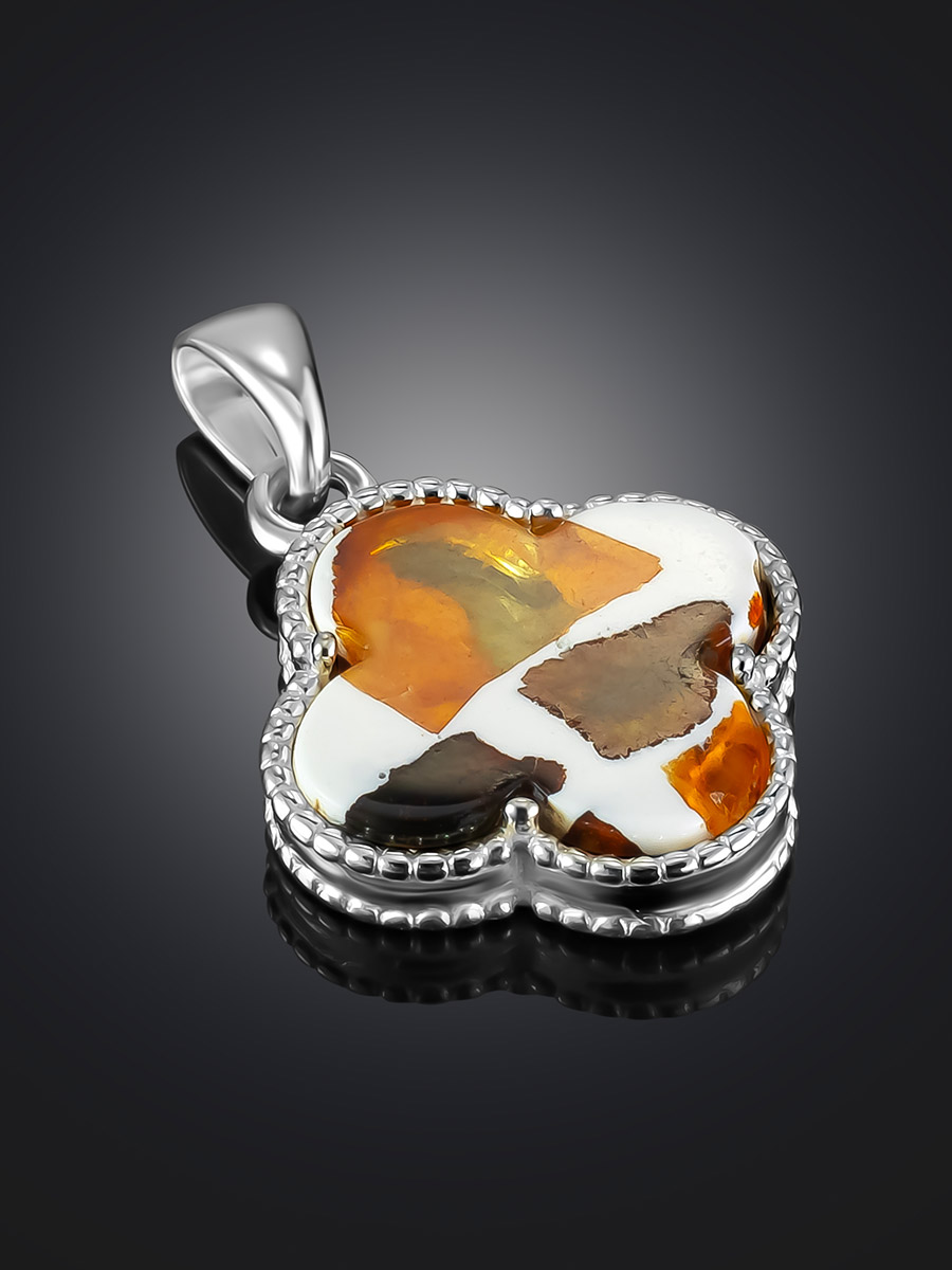 Яркая янтарная подвеска в мозаичном дизайне «Монако. Далматин»