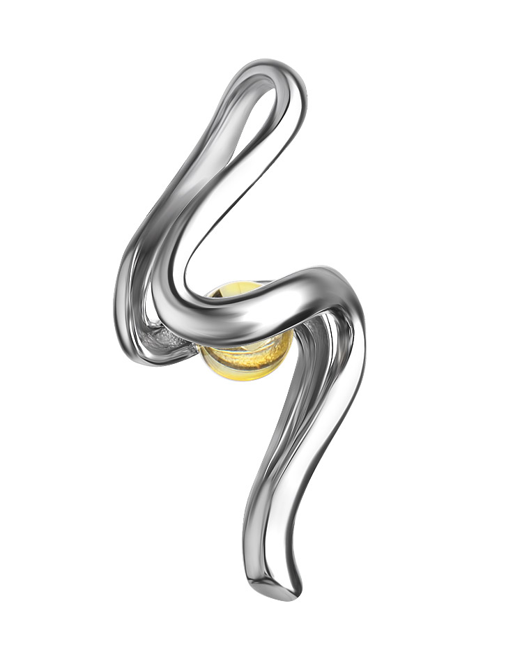 Стильный кулон, украшенный лимонным янтарём «Лея»