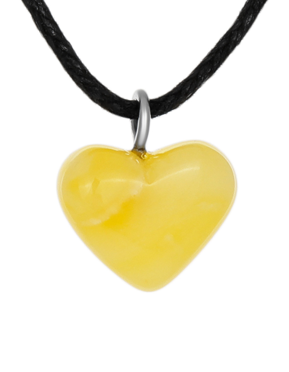 Миниатюрный кулон в форме сердца из медового текстурного янтаря