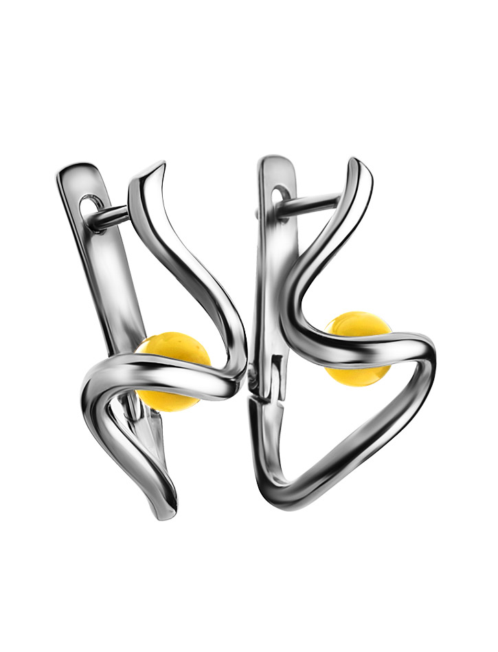 Изящные серьги из натурального цельного янтаря медового цвета «Лея»