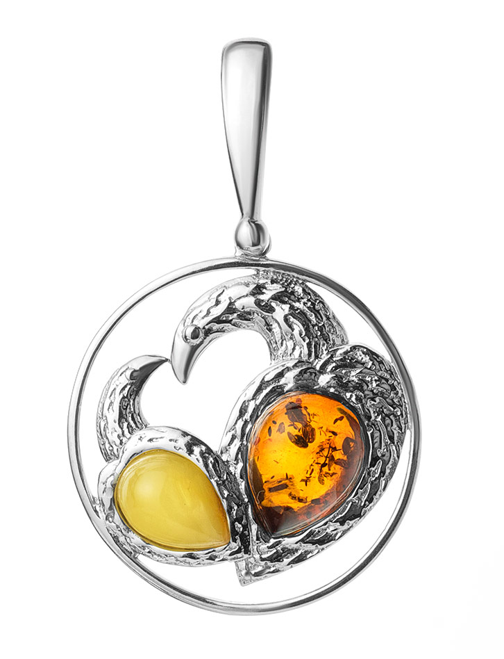 Красивый яркий кулон «Лирика» из натурального янтаря