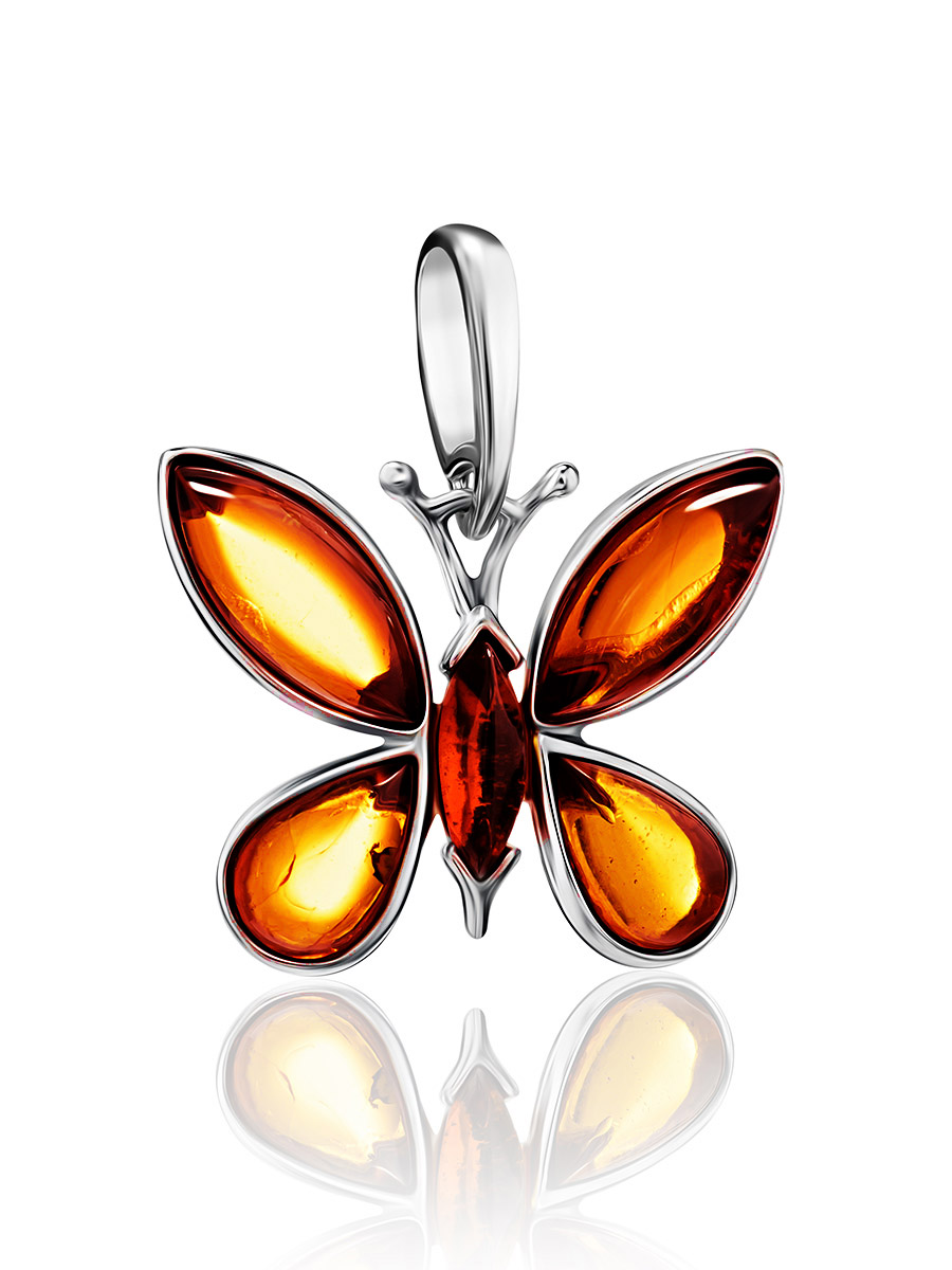 Кулон с вставками натурального янтаря красивого коньячного цвета «Апрель»