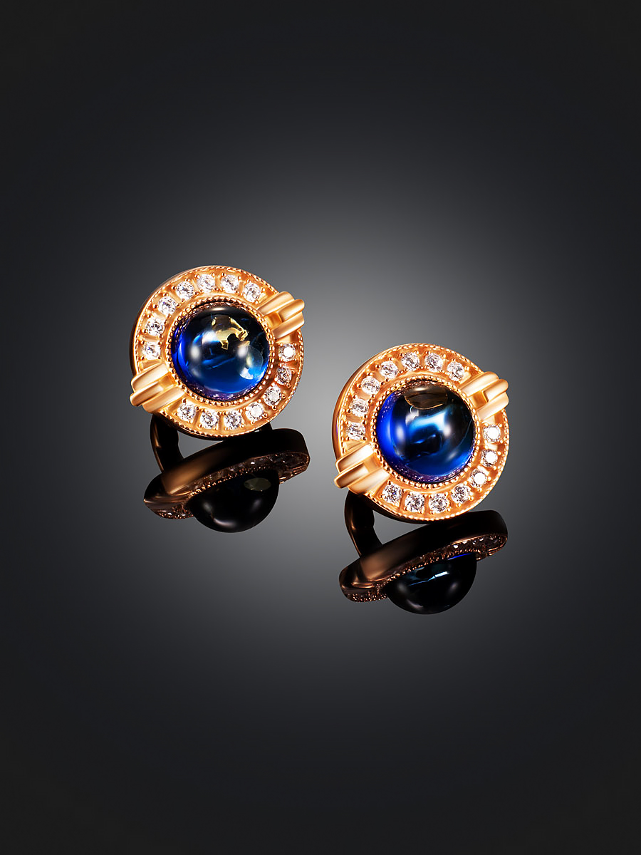 Элегантные серьги из синего янтаря в стиле «Ампир»