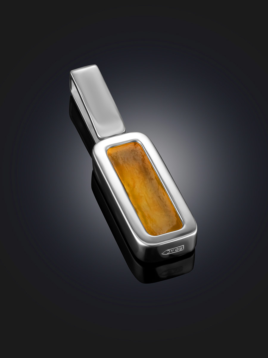 Стильная подвеска London с лимонным янтарём