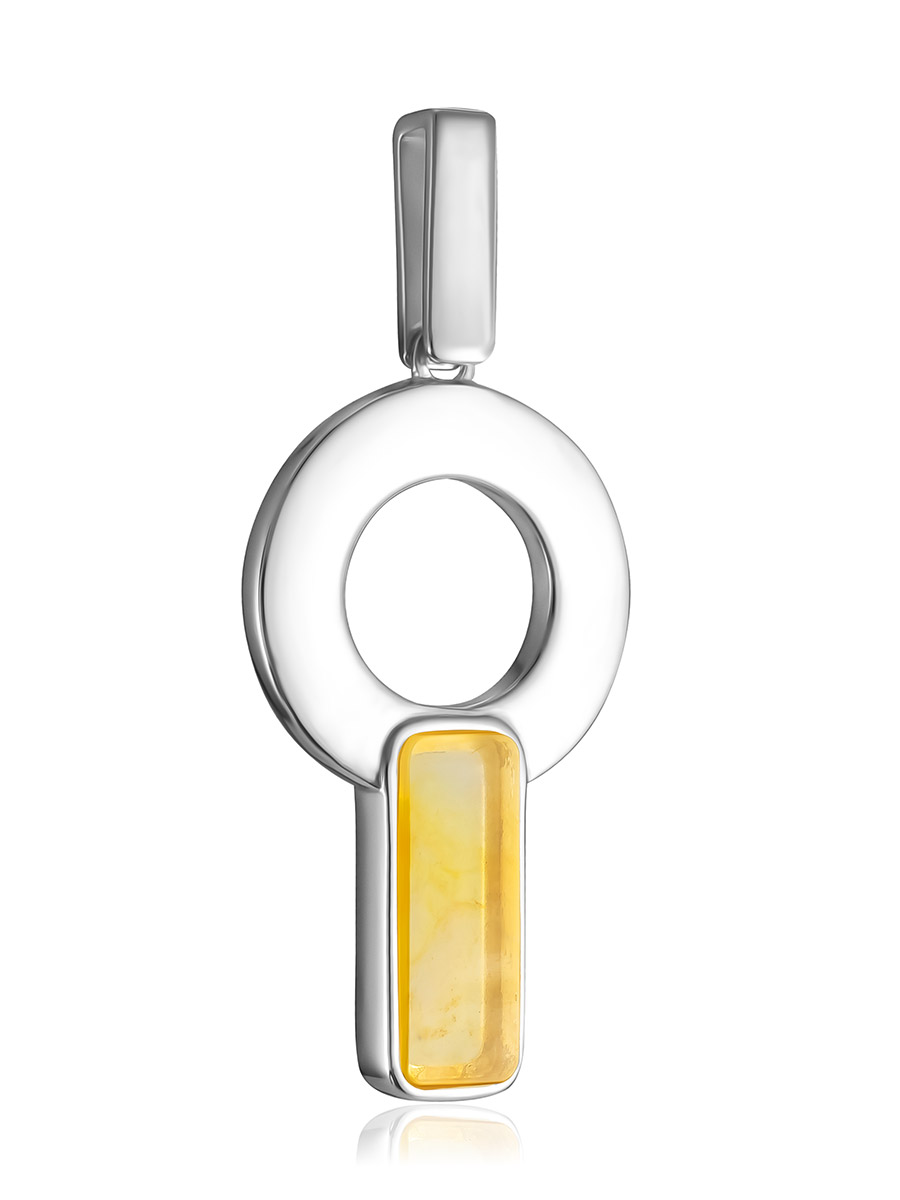 Кулон в геометрическом дизайне с лимонным янтарём London