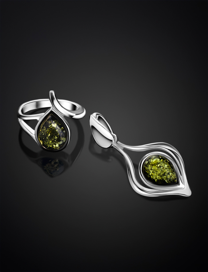 Кулон из натурального янтаря «Фиори»