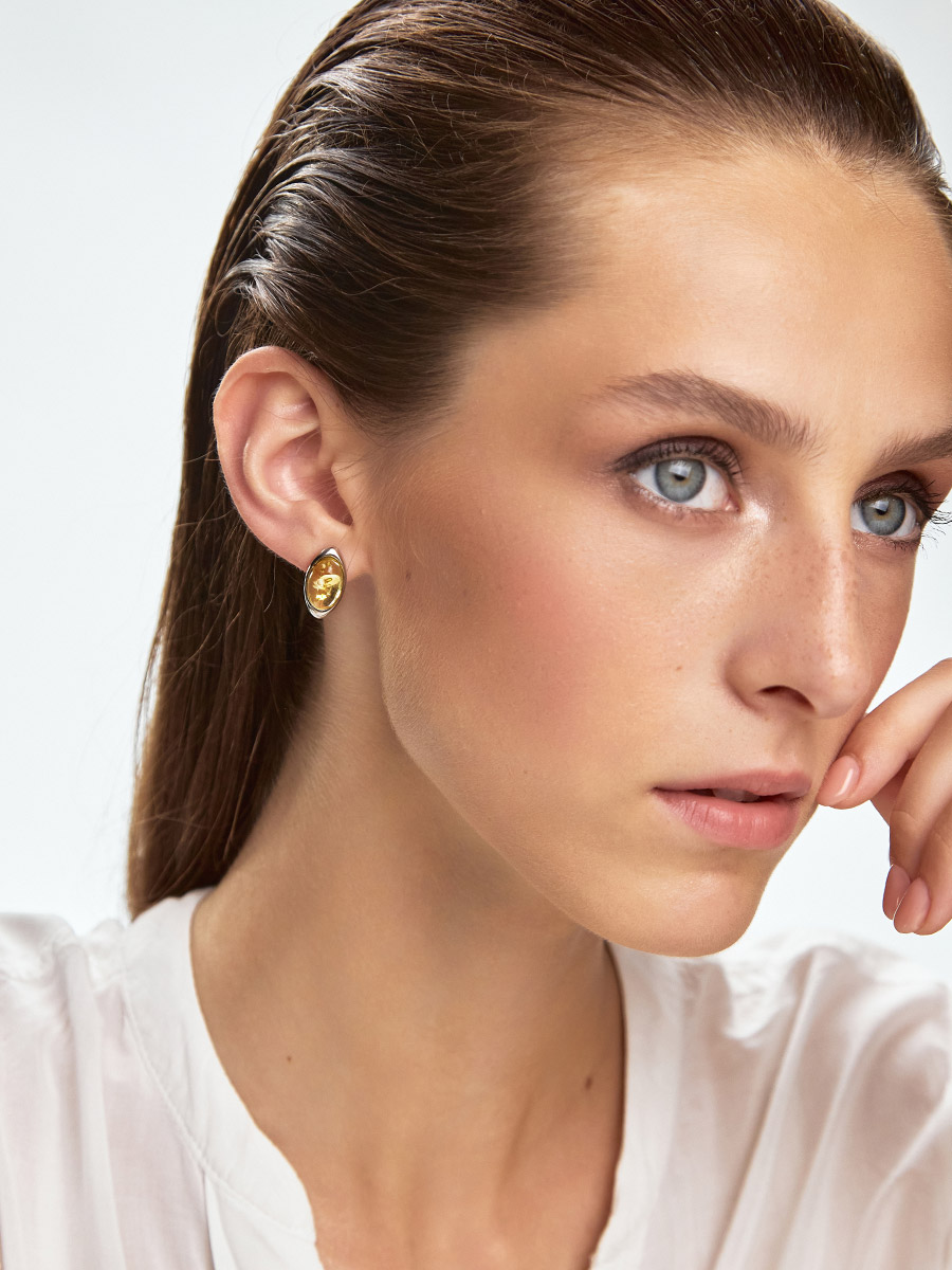 Яркие серьги с натуральным балтийским лимонным янтарём «Шарлотта»