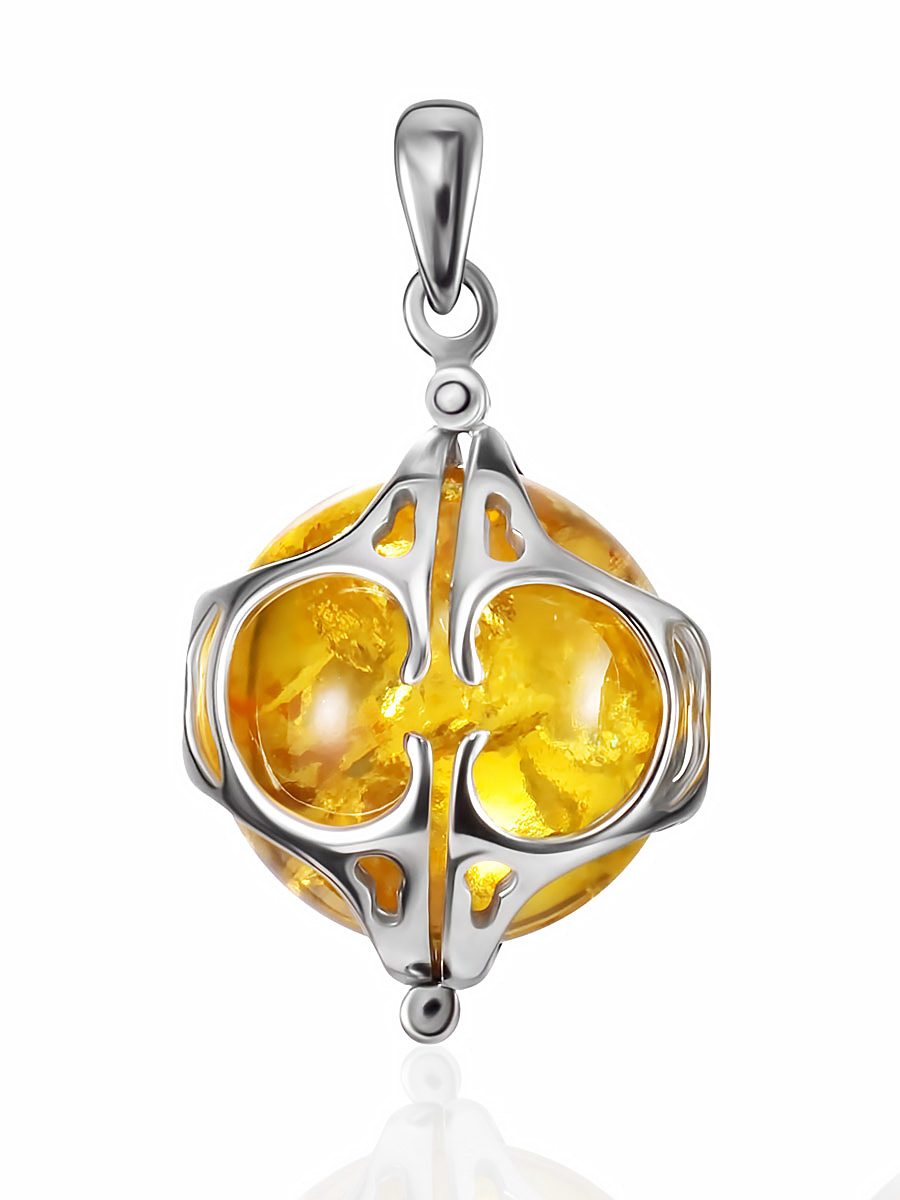 Кулон-сфера с лимонным янтарём «Сен Жермен»