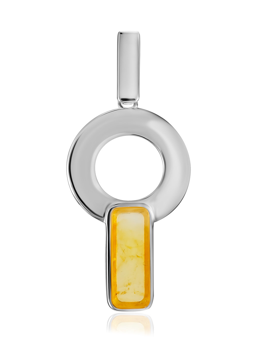 Кулон в геометрическом дизайне с лимонным янтарём London