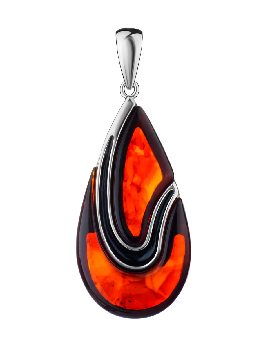 Стильная подвеска «Санрайз» из вишнёвого янтаря