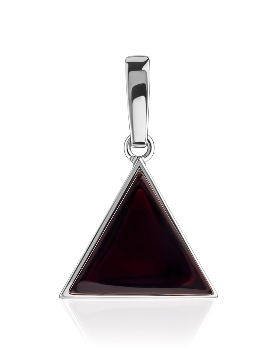 Стильный кулон с тёмно-вишнёвым янтарём «Монблан»