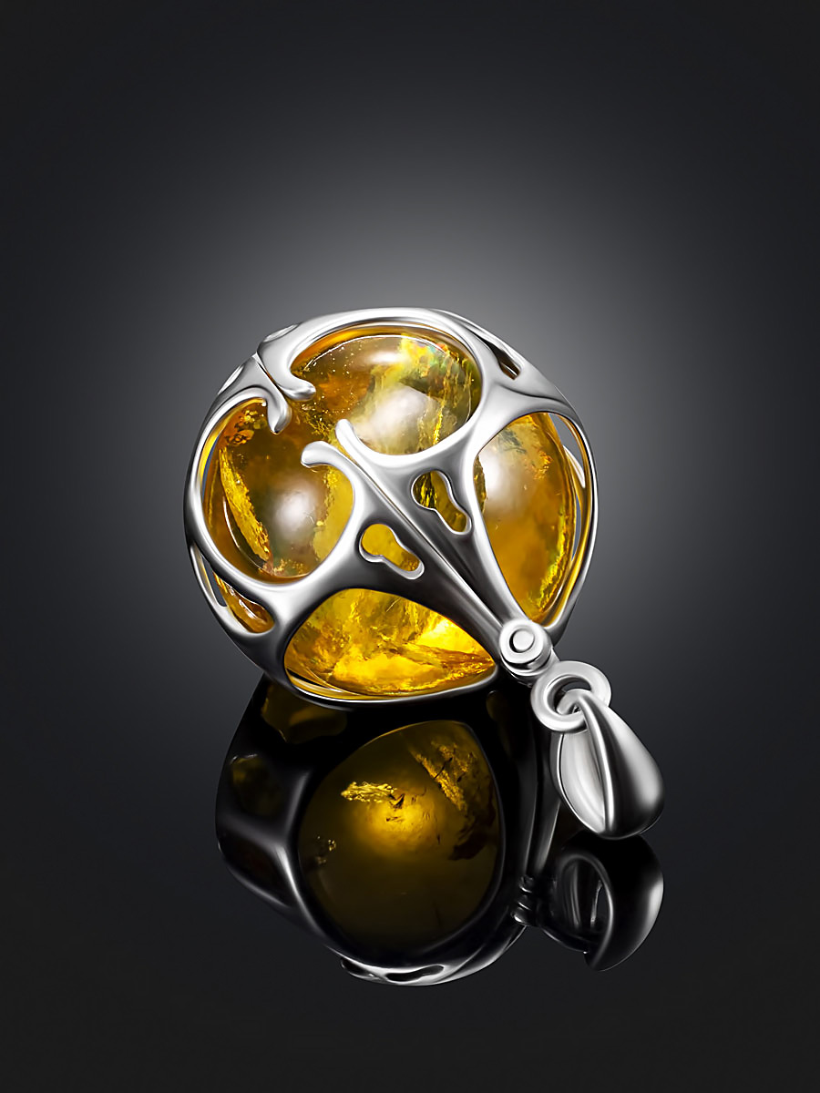 Кулон-сфера с лимонным янтарём «Сен Жермен»