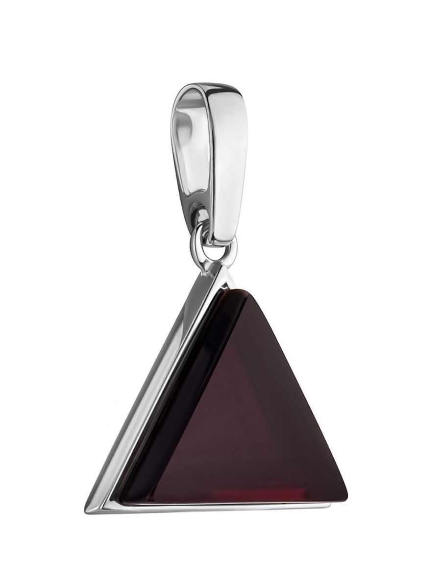 Стильный кулон с тёмно-вишнёвым янтарём «Монблан»