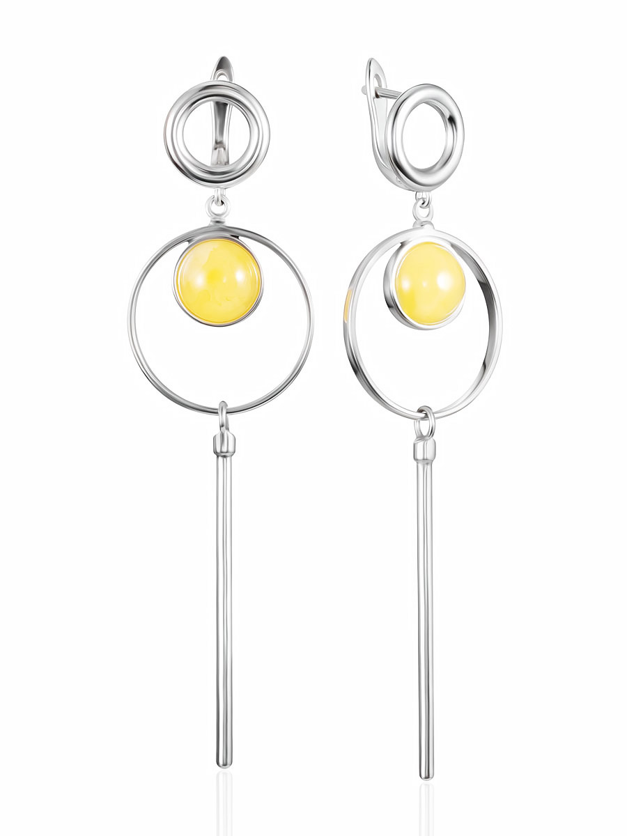 Оригинальные серьги с янтарём медового цвета Palazzo