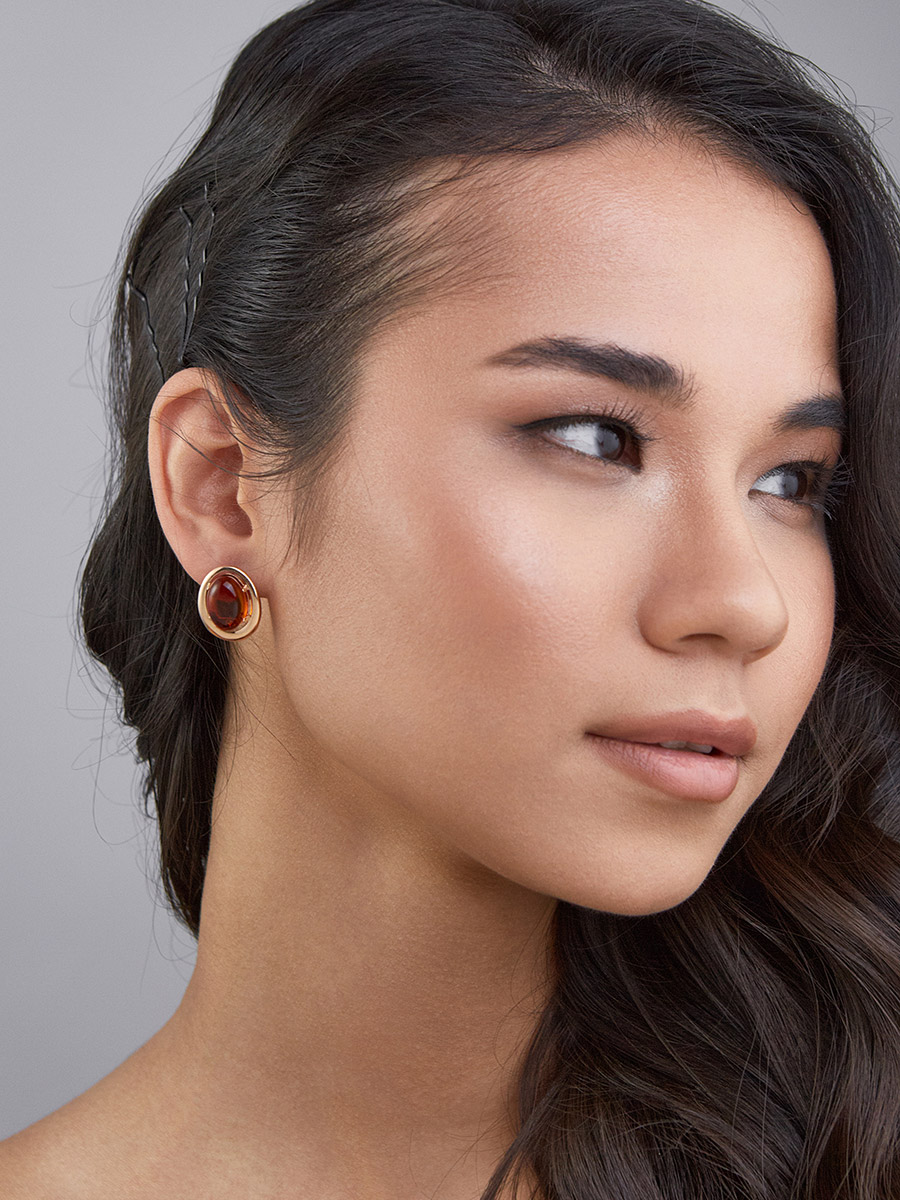 Элегантные серьги «Сонет» из коньячного янтаря