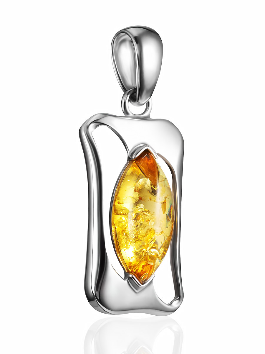 Кулон «Амплитуда» в абстрактном дизайне, украшенный лимонным янтарём