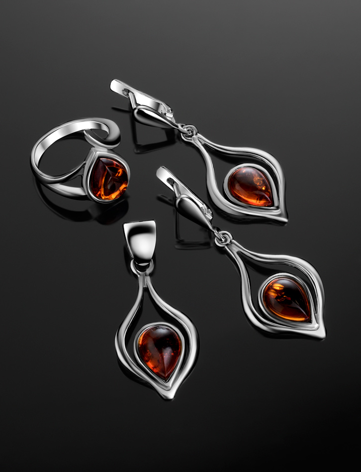 Подвеска со сверкающим янтарем «Фиори»