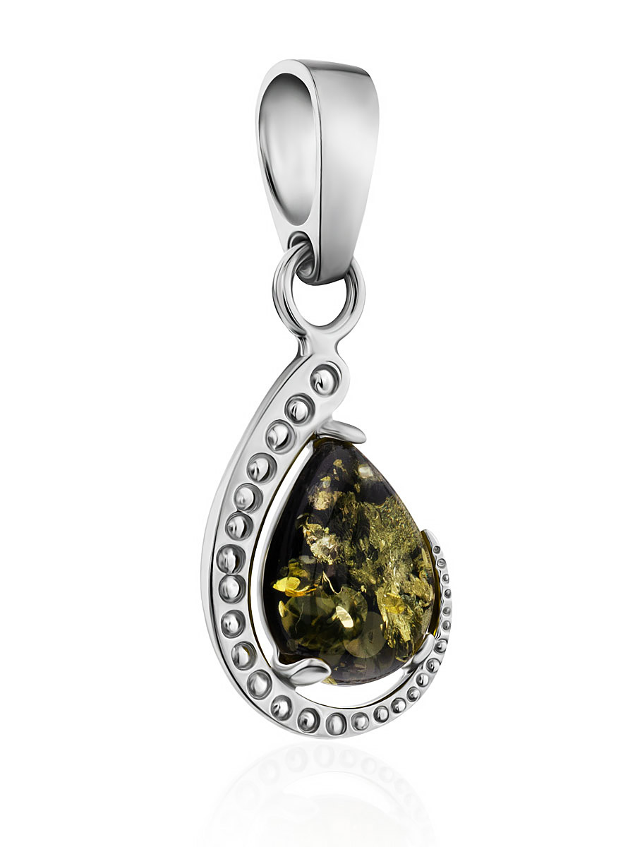 Кулон из зелёного янтаря «Зеленый полумесяц»