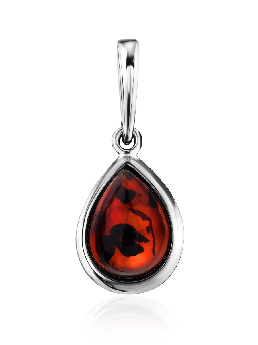 Нежная небольшая подвеска из натурального вишнёвого янтаря «Фиори Корсика»
