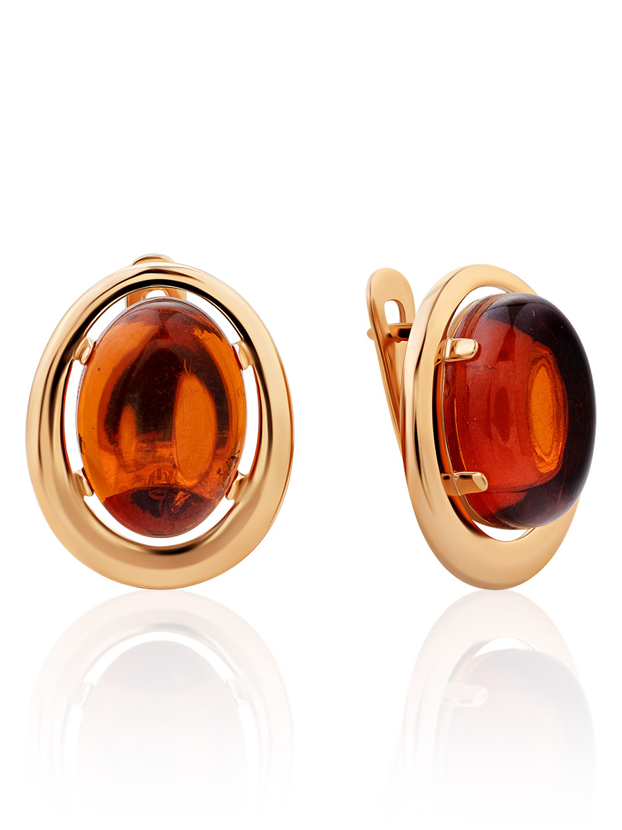 Элегантные серьги «Сонет» из коньячного янтаря
