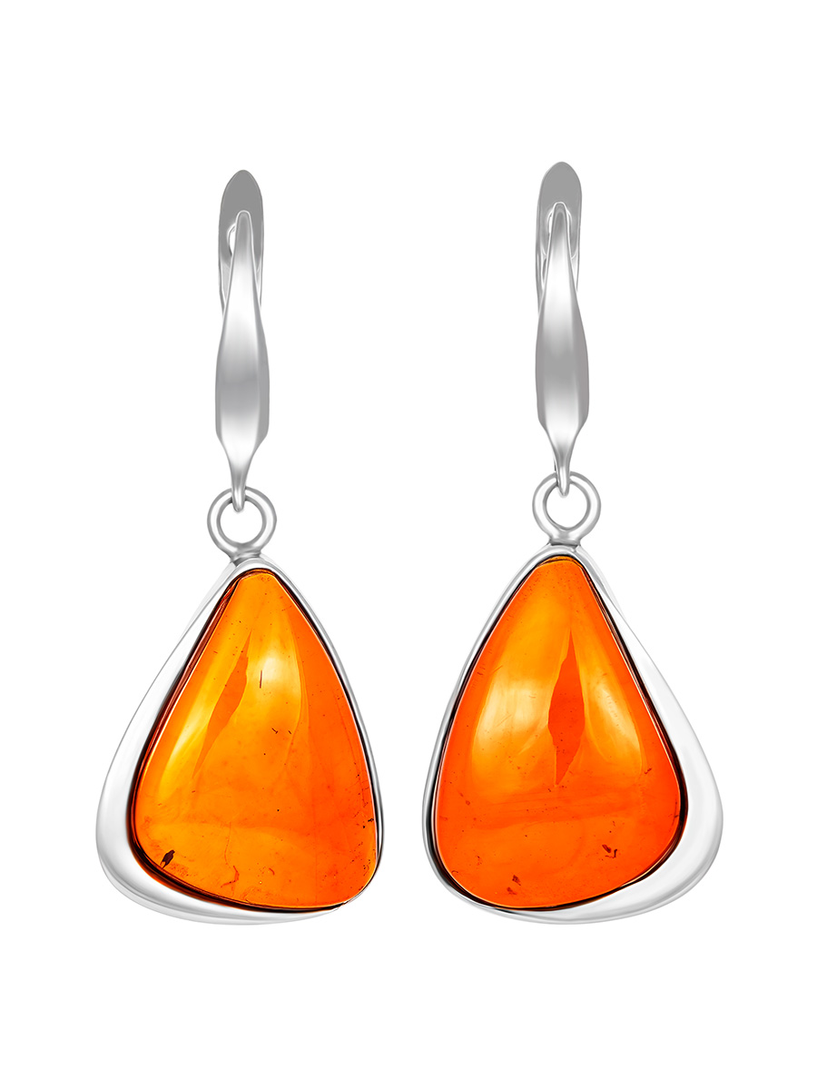 Серьги из натурального янтаря красивого чайного цвета «Глянец»