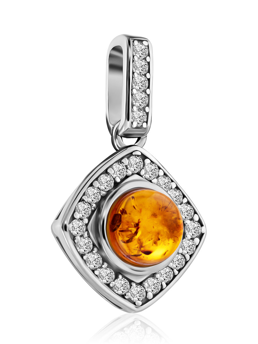 Миниатюрный кулон с янтарем и кристаллами «Ренессанс»