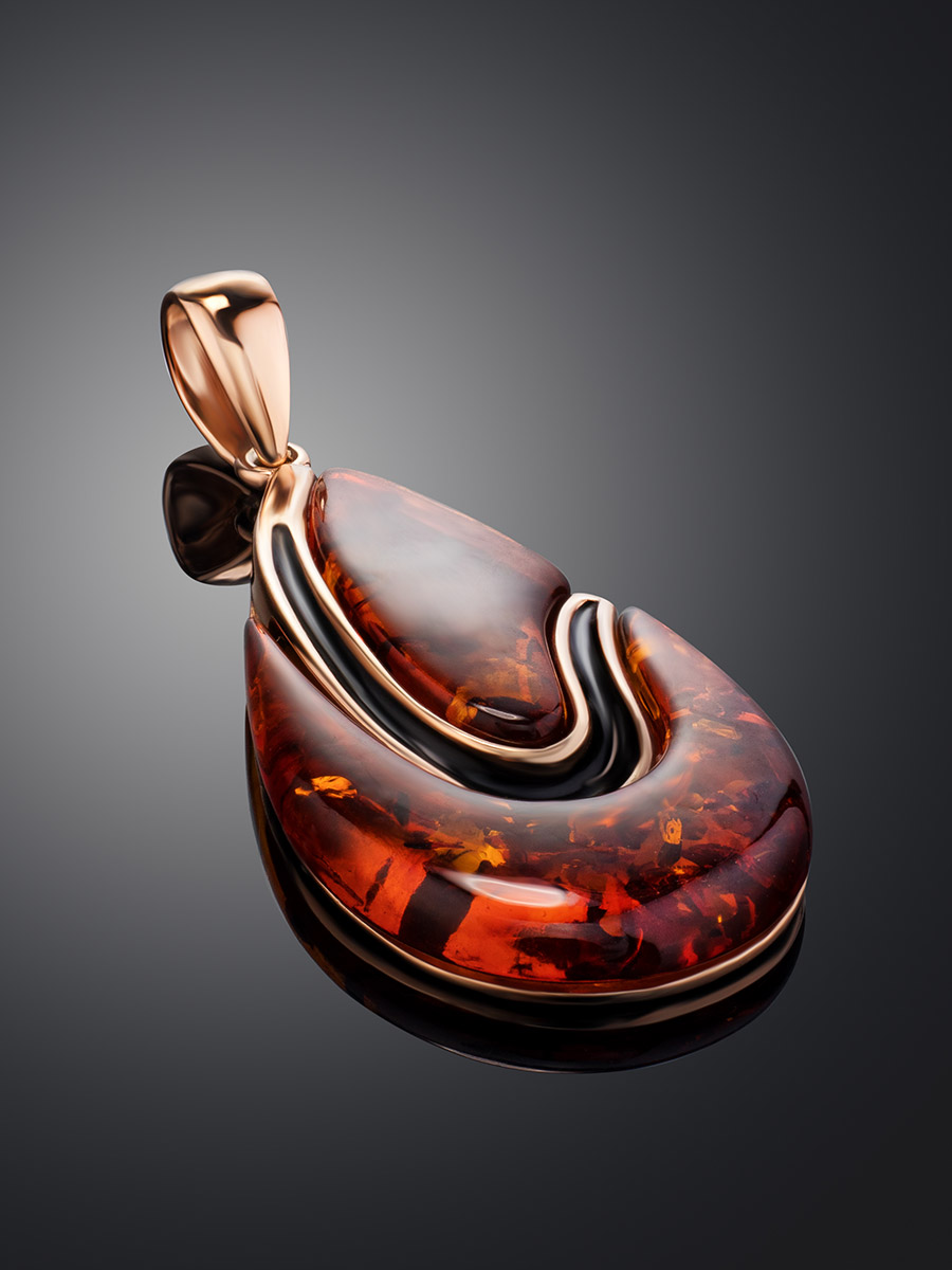 Кулон «Санрайз» с коньячным янтарём