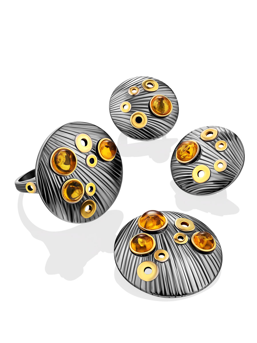 Оригинальная подвеска «Стаккато» с натуральным янтарём