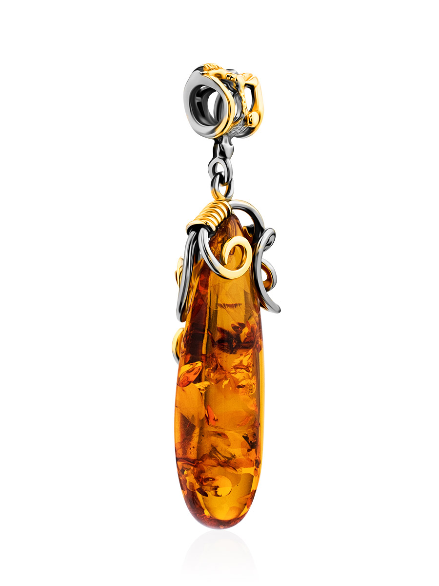 Кулон «Версаль» из натурального цельного янтаря коньячного цвета