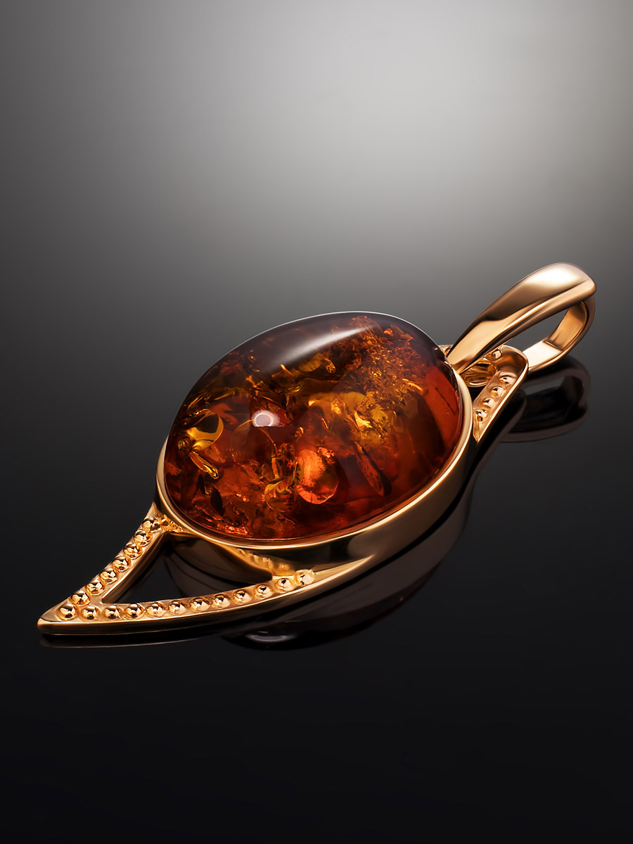 Изящный кулон с натуральным янтарём «Прима»