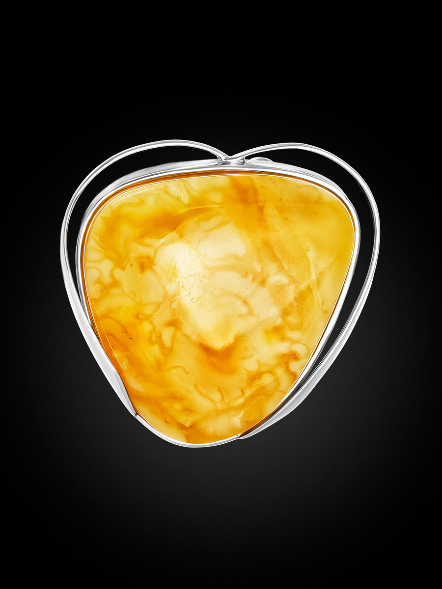 Красивая брошь из натурального янтаря с пейзажной текстурой «Риальто»