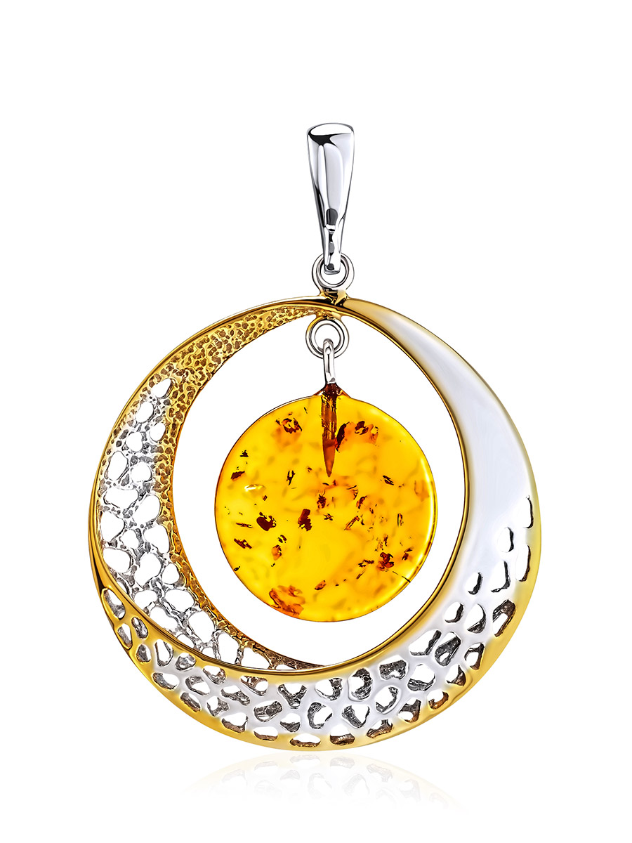 Крупный круглый кулон из золотистого янтаря «Венера»