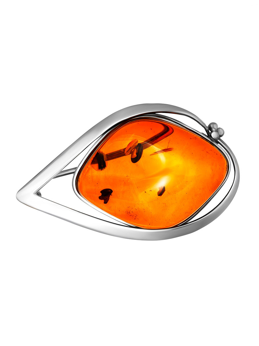 Крупная брошь «Риальто» с коньячным янтарём