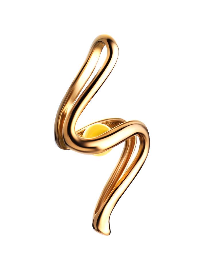 Оригинальная позолоченная подвеска с медовым янтарём «Лея»