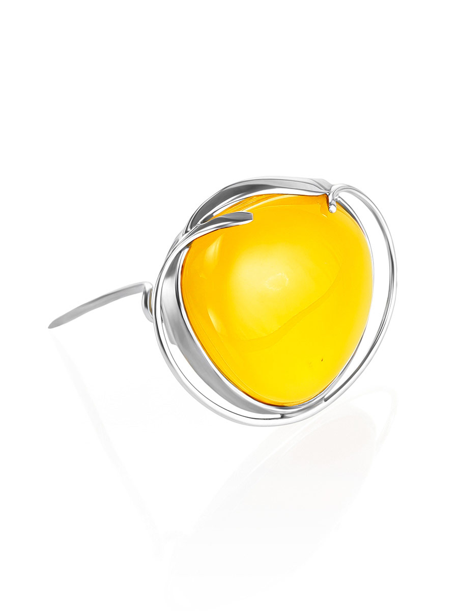 Крупная элегантная брошь «Маньяна» из ярко-медового янтаря