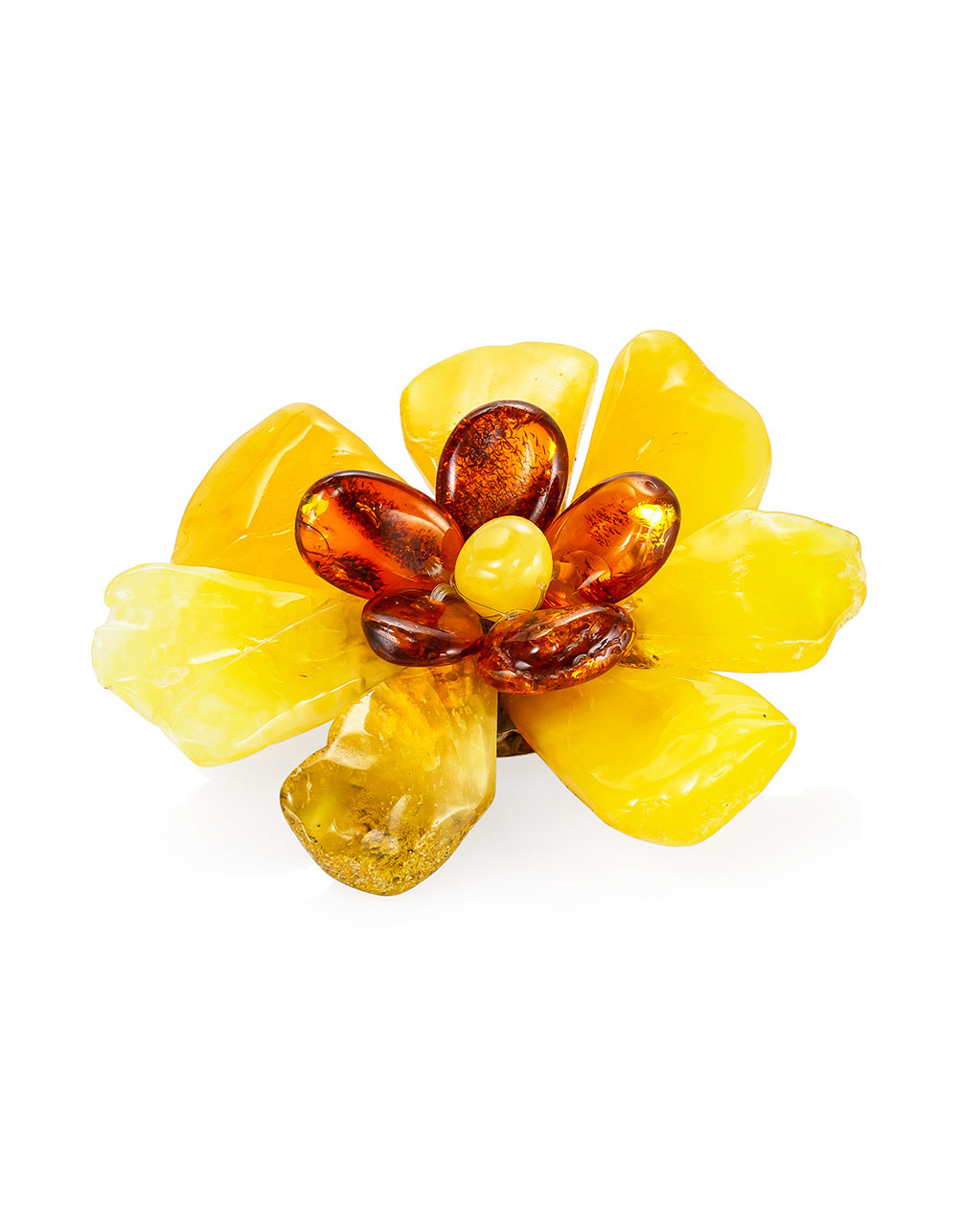 Необычная брошь из цельного янтаря природной формы «Помпеи»