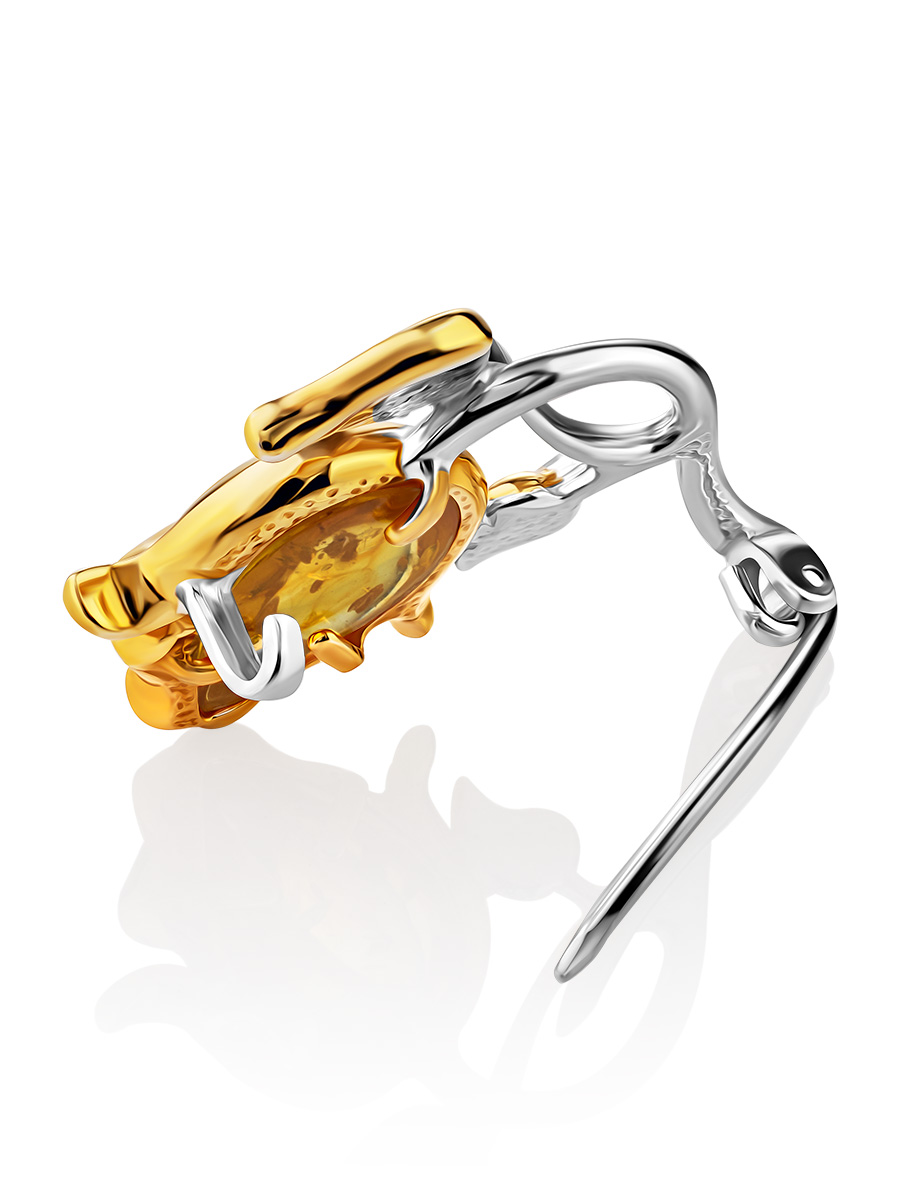 Изящная брошь из золотистого янтаря «Роза»