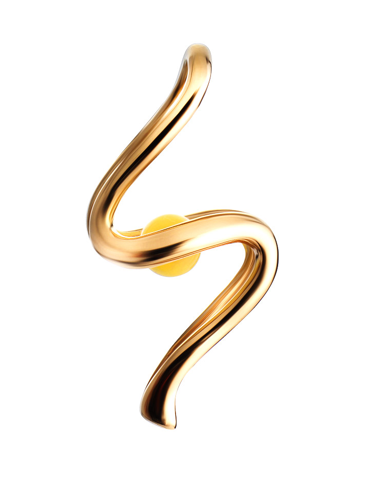 Оригинальная позолоченная подвеска с медовым янтарём «Лея»