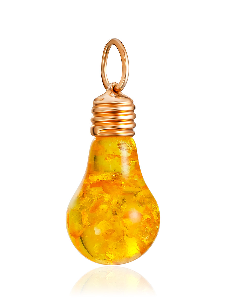 Оригинальный кулон «Лампочка» из натурального лимонного янтаря