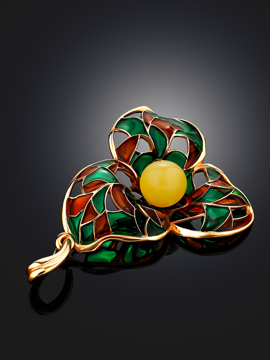 Изящная подвеска Verona с эмалью и янтарём